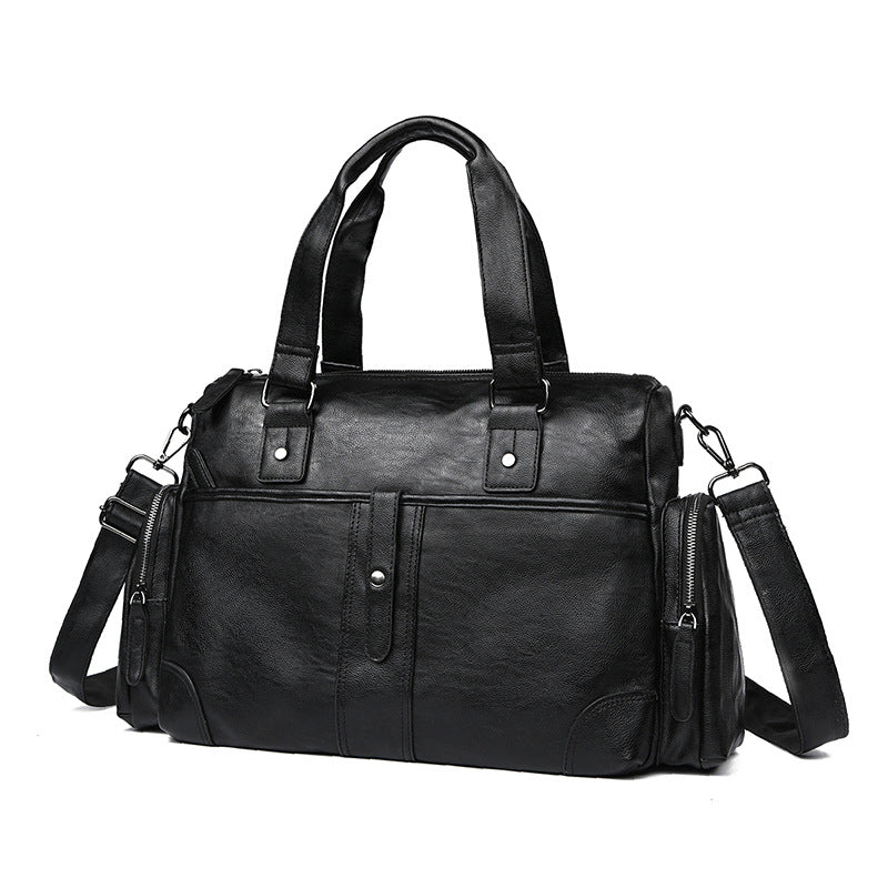 New business men's handbag short trip bag PU yoga bag fitness bag shoulder bag men's and women's messenger bag