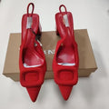 Zaexport2024 summer new arrival women's shoes, square buckle buckle, pointed toe, thick heel, high heel sandals, toe cap