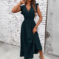 cross-border women's fashion elegant maxi dress -  beach vacation style cinched waist dress - spring/summer collection