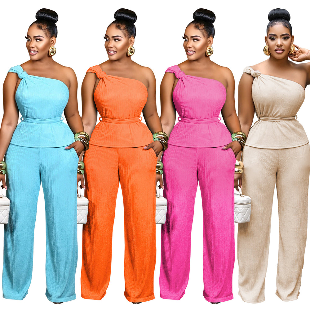 C7508 cross-border   fashion women's elegant sleeveless top and pants set - summer collection