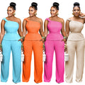 C7508 cross-border   fashion women's elegant sleeveless top and pants set - summer collection