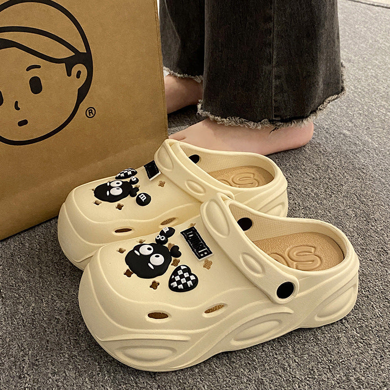 Height-increasing crocs women's summeroutwear2024new arrival stepping on shit feeling eva bottom beach seaside non-slip toe slippers