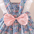 summer new arrival: girls' floral cotton dress with back bow and lace trim, featuring lace sleeves