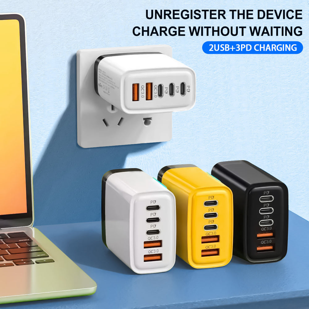 240w 3pd charger with led display + dual usb multi-port charger, us/eu plug, compatible with apple and huawei devices