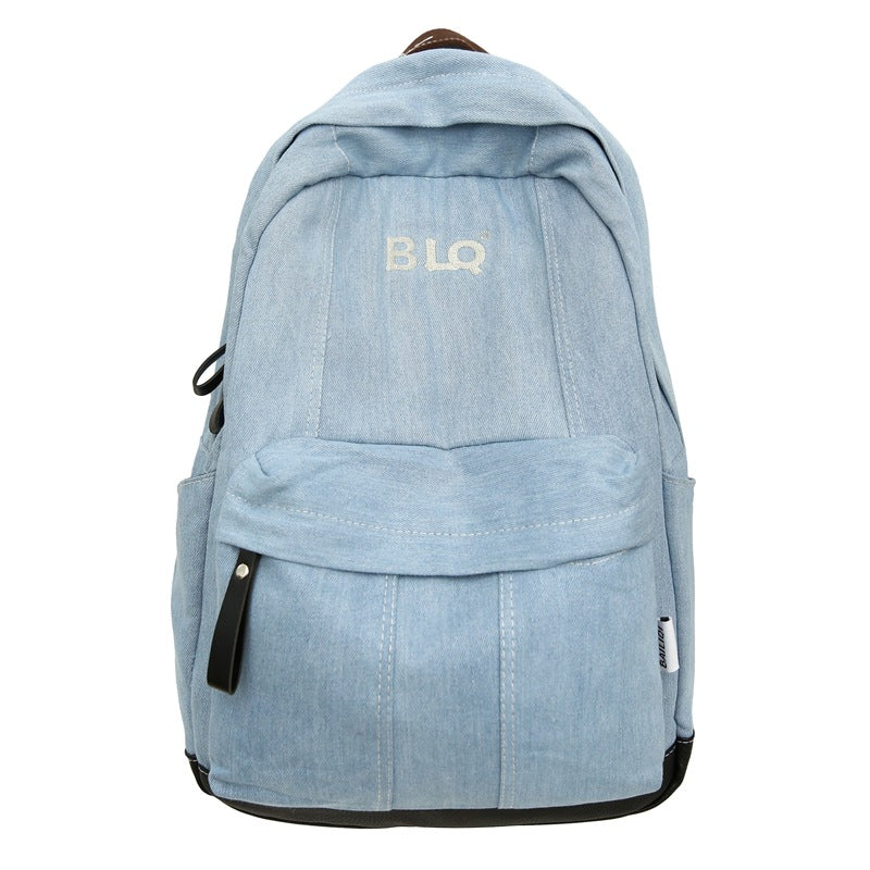 Denim backpack - in-stock, trendy style for men and women, matching couple design, fresh and simple denim student backpack
