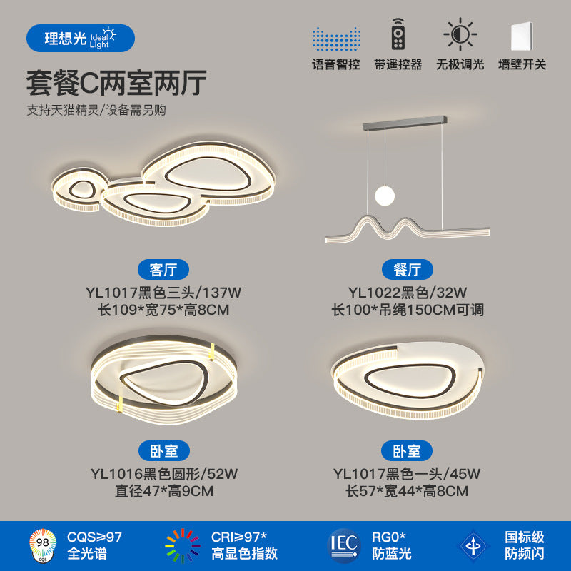 Living room ceiling light modern simple atmosphere creative pebble shape full spectrum lighting whole house package combination