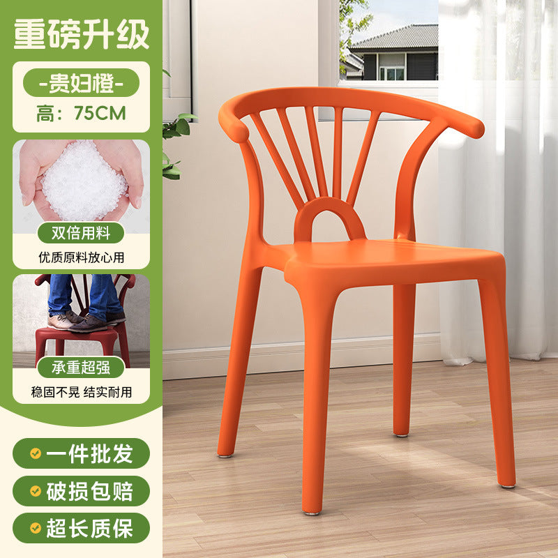 Scandinavian dining table and chairs modern casualthickened stool plastic chair dining chair for home backrest desk chair stackable stool