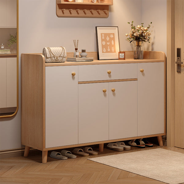 Solid wood shoe cabinet home entrance 2025 new entrance storage cabinet integrated against the wall corridor elevator entrance shoe rack