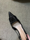 Wo huizhou 2026 autumn new patent leather pointed-toe v-buckle slingback sandals - luxury european and american style women's high heels