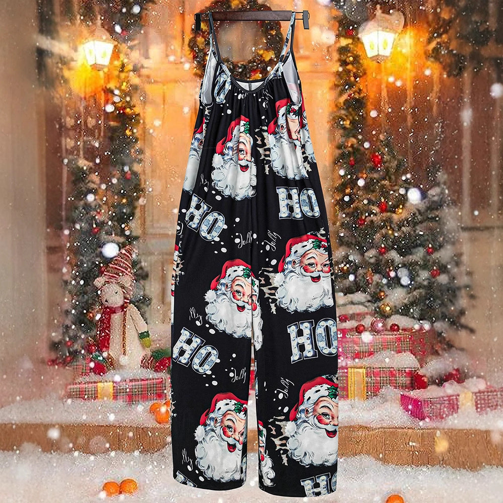 fashion   christmas pocket lazy suspender jumpsuit stylish street
