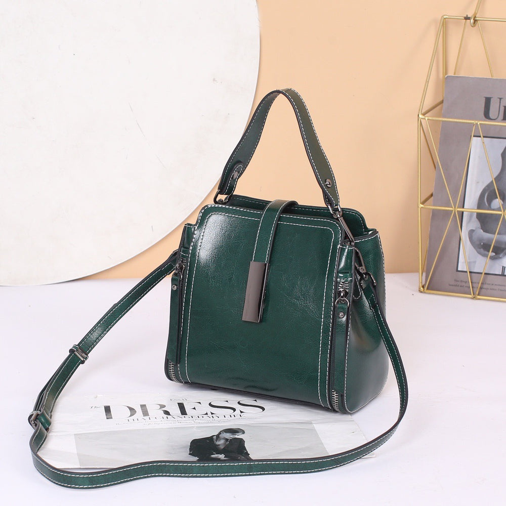 Fashion genuine leather women's bag crossbody bag women's 2025new arrivalretroeasiest for match shoulder bag classy sense work clothingsatchel bag