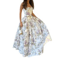 cross-border e-commerce women's fashion: european and american summer new arrivals - french style floral print square neck slip dress