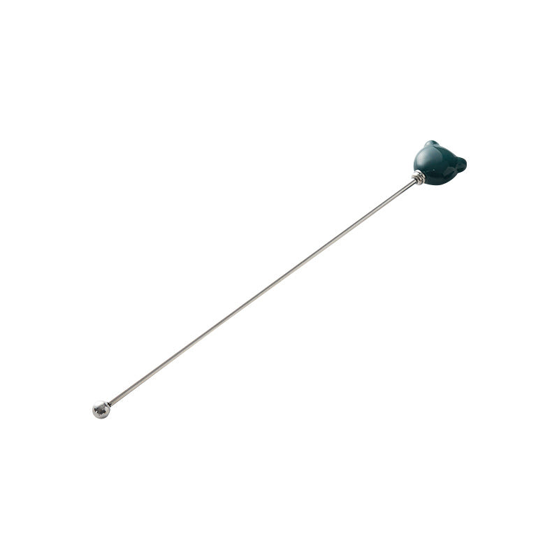 Candy-colored ceramic bear head stirring stick - anti-scald, high-style coffee stirrer & 304 stainless steel wine stirrer