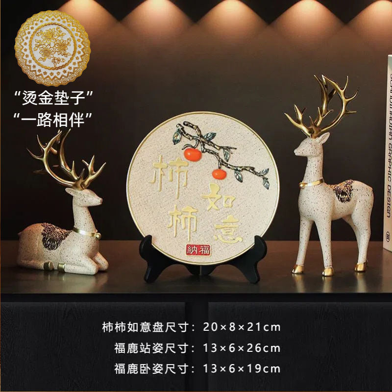 Lucky deer figurine - creative wine cabinet decoration for living room, office desk, home, housewarming gift, moving gift