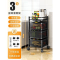 Kitchen rotating storage rack, home floor-standing living room snack box, toy, fruit, and vegetable basket, multi-tier trolley organizer