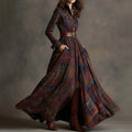 cross-border e-commerce european and american women's clothing: new summer collection - fashionable, casual, and elegant plaid notch collar slim-fit dress