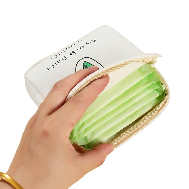 Sanitary napkin storage bag Small fresh portable PU waterproof pad storage bag Aunt towel physiological bag carry-on bag