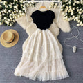 European and american style light luxury high-end women's summer dress - mesh panel design, slimming waist, ethereal long dress