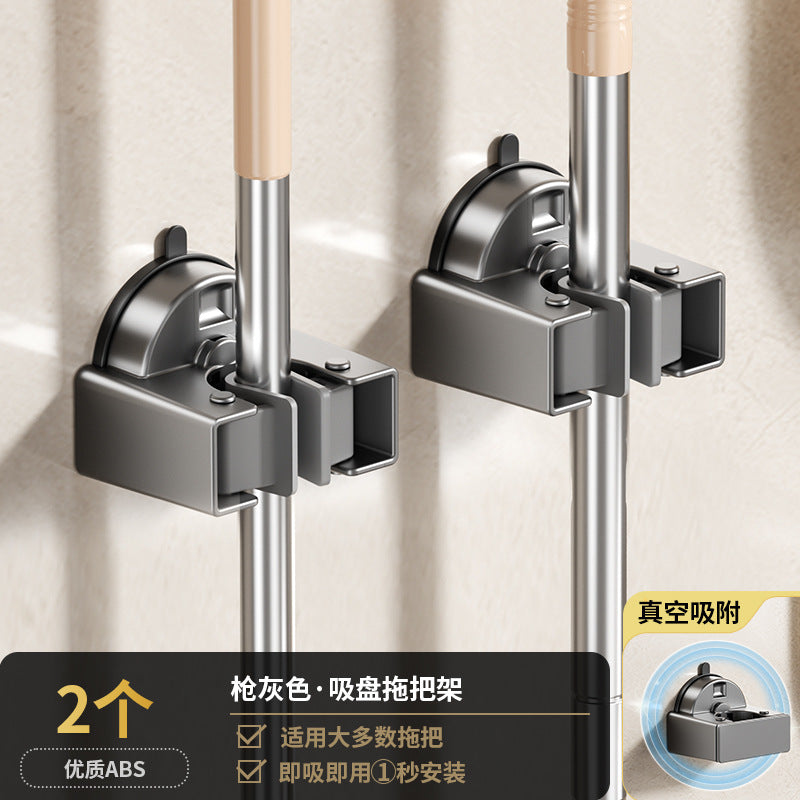 Powerful suction cup, mop clip, hook, wall hanging, no punching, household bathroom, bathroom wall, mop, broom, storage rack