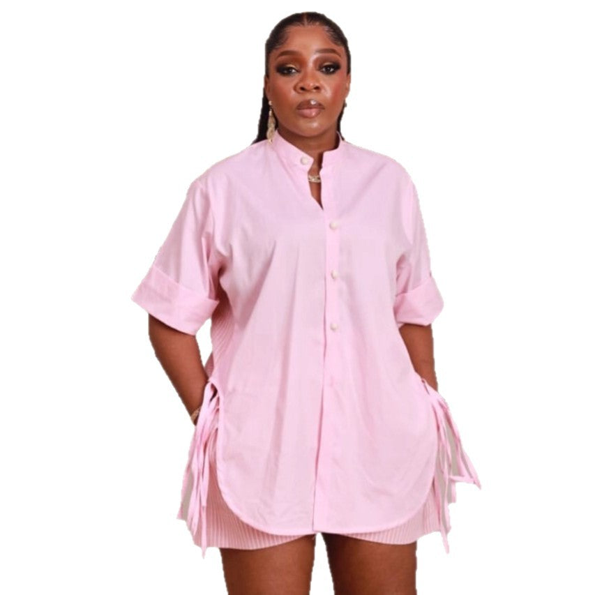 European and American large-size women's cardigan fringed shirt casual shorts women's African new foreign style loose women's suit trendy