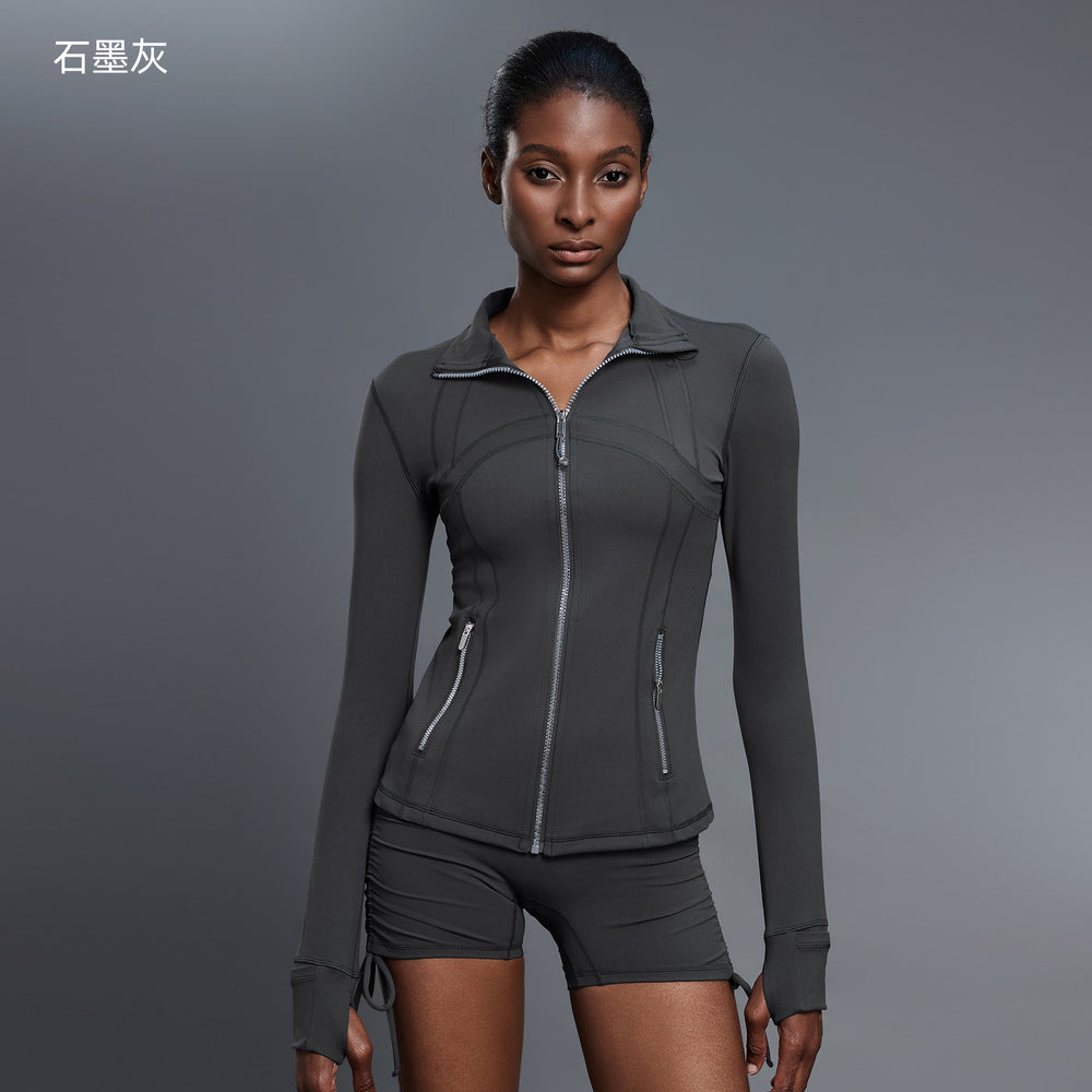 Autumn long-sleeve yoga top - stretchy, slim-fit activewear jacket for women - outdoor cycling, running, and fitness - model d25151