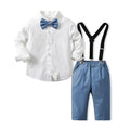 kidsautum new product kids clothing k-style boys suit cotton long sleeves white shirt overalls first birthday dress