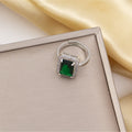 Tz-8235 silver green ring