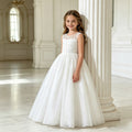 export girls' european and american style white wedding dress lace patchwork long dress chiffon summer holiday vacation dress