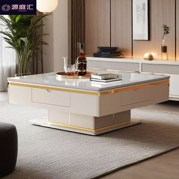 Rock slab mahjong table all-in-one dining table coffee table accessible luxury modern square multi-functional adjustable dual-purpose for home mahjong machine