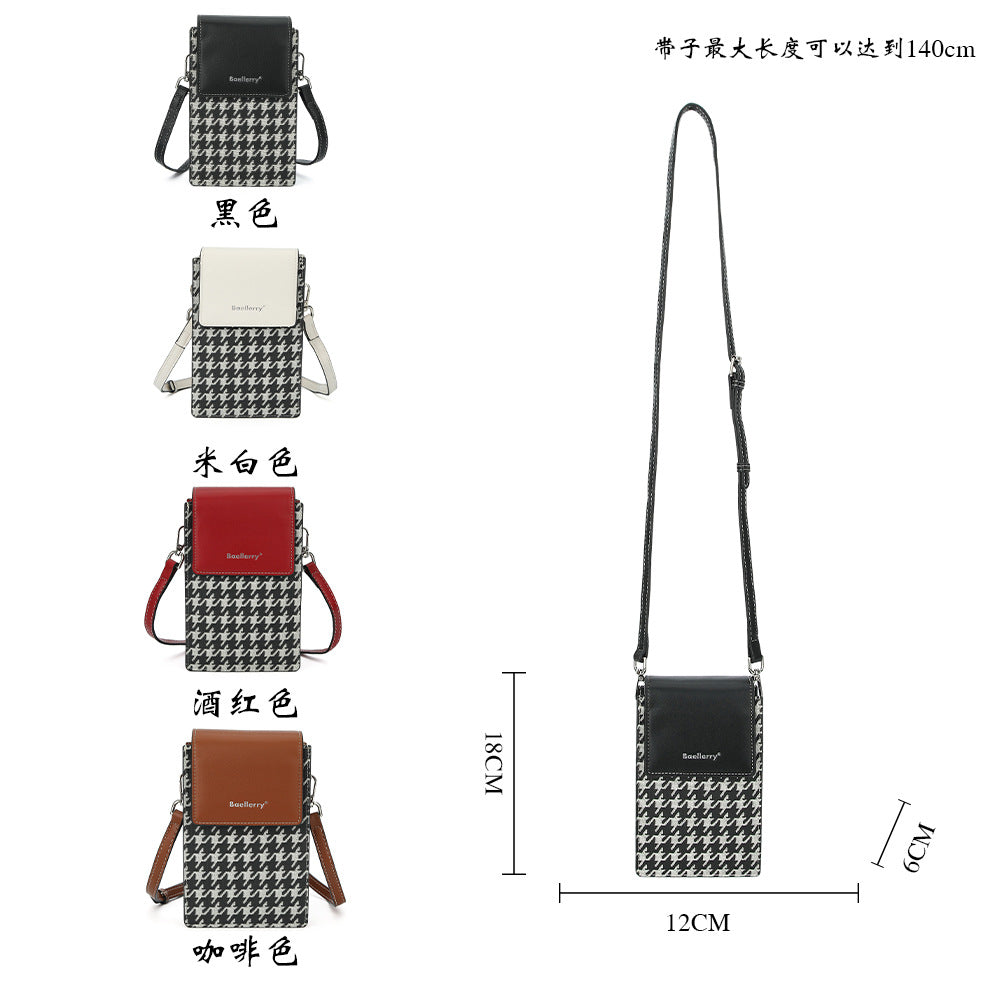 Baellerry summer new model back multi-card mobile phone bag female vertical magnetic buckle shoulder bag thousand bird grid wallet female