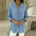 european and american export women's clothing: autumn casual fashion v-neck ruffle blouse top, new women's apparel