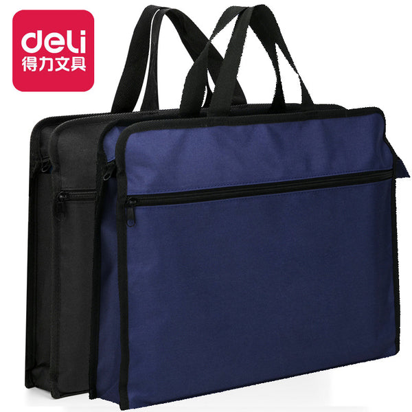 Deli 63753 Handbag Zipper Bag Men's Business Briefcase Canvas Bag Computer Bag Simple File Bag