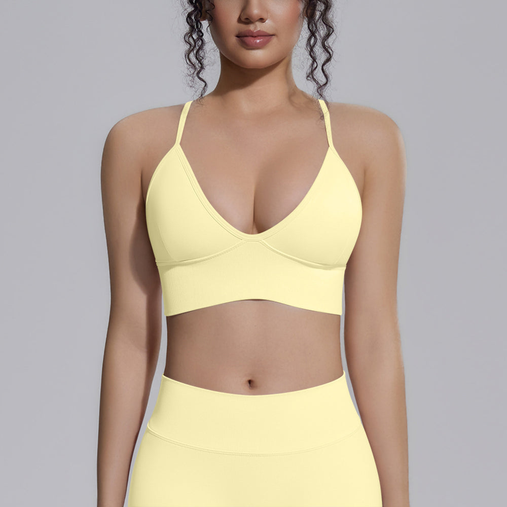 New double-strap seamless yoga bra - sexy back design, quick-dry activewear top for running, fitness, and yoga