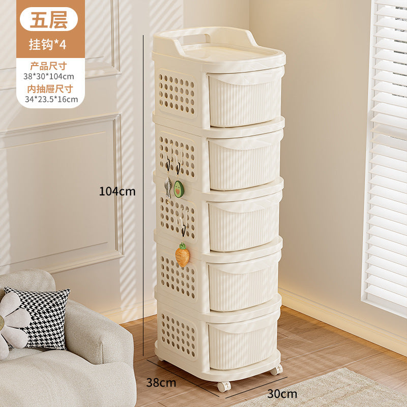 Stroller Baby Products Shelf Home Living Room Movable Large Capacity Storage Rack Layered Drawer Snack Cabinet