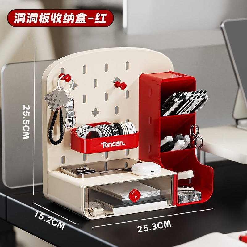 Hole plate storage box Home shelf High value student desktop Large capacity pen holder Stationery finishing storage box