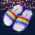 2024 children's slippers - summer new arrival: trendy, high-value rainbow light-up indoor/outdoor one-strap slides for girls