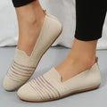 New korean and japanese style women's flyknit flat loafers - cross-border, slip-on, nude work shoes