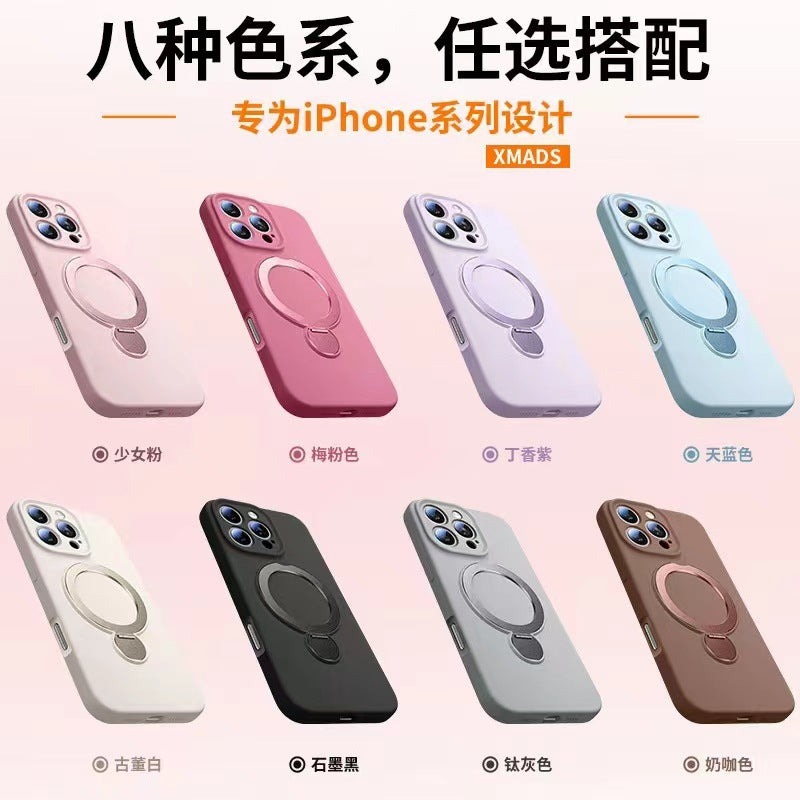 Liquid silicone suitable for apple 17promax mobile phone case all-inclusive rotating magnetic holder iphone15 protective cover