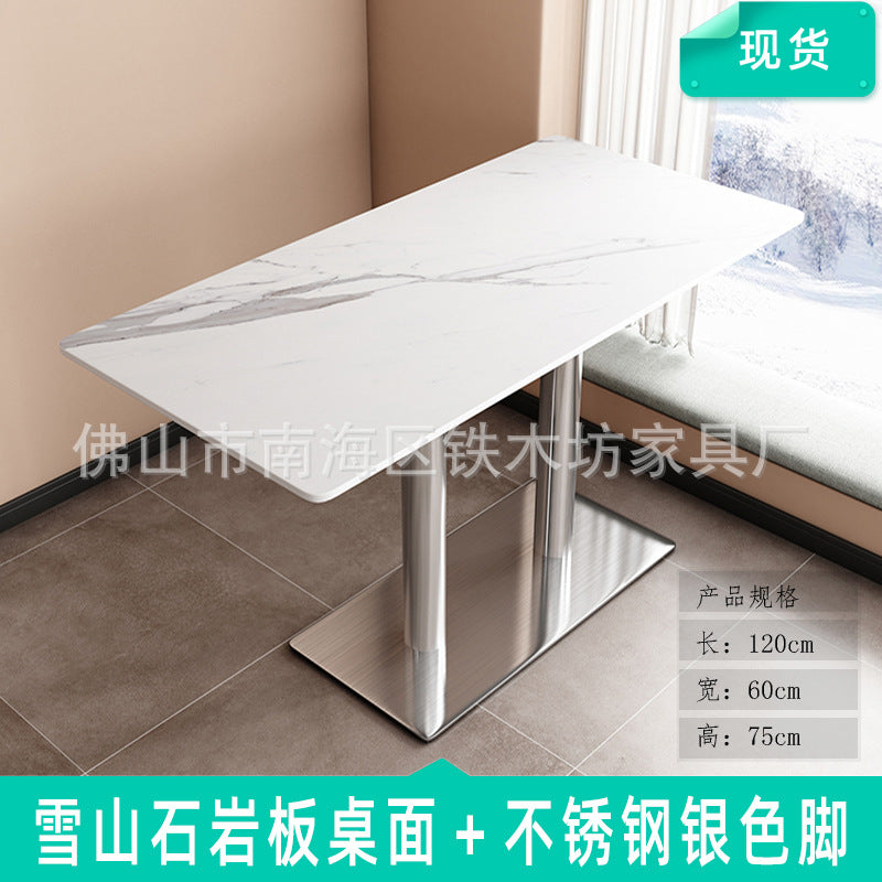 Customized commercial slate dining table simple table bar milk tea fast food restaurant canteen rectangular table apartment negotiation table and chairs