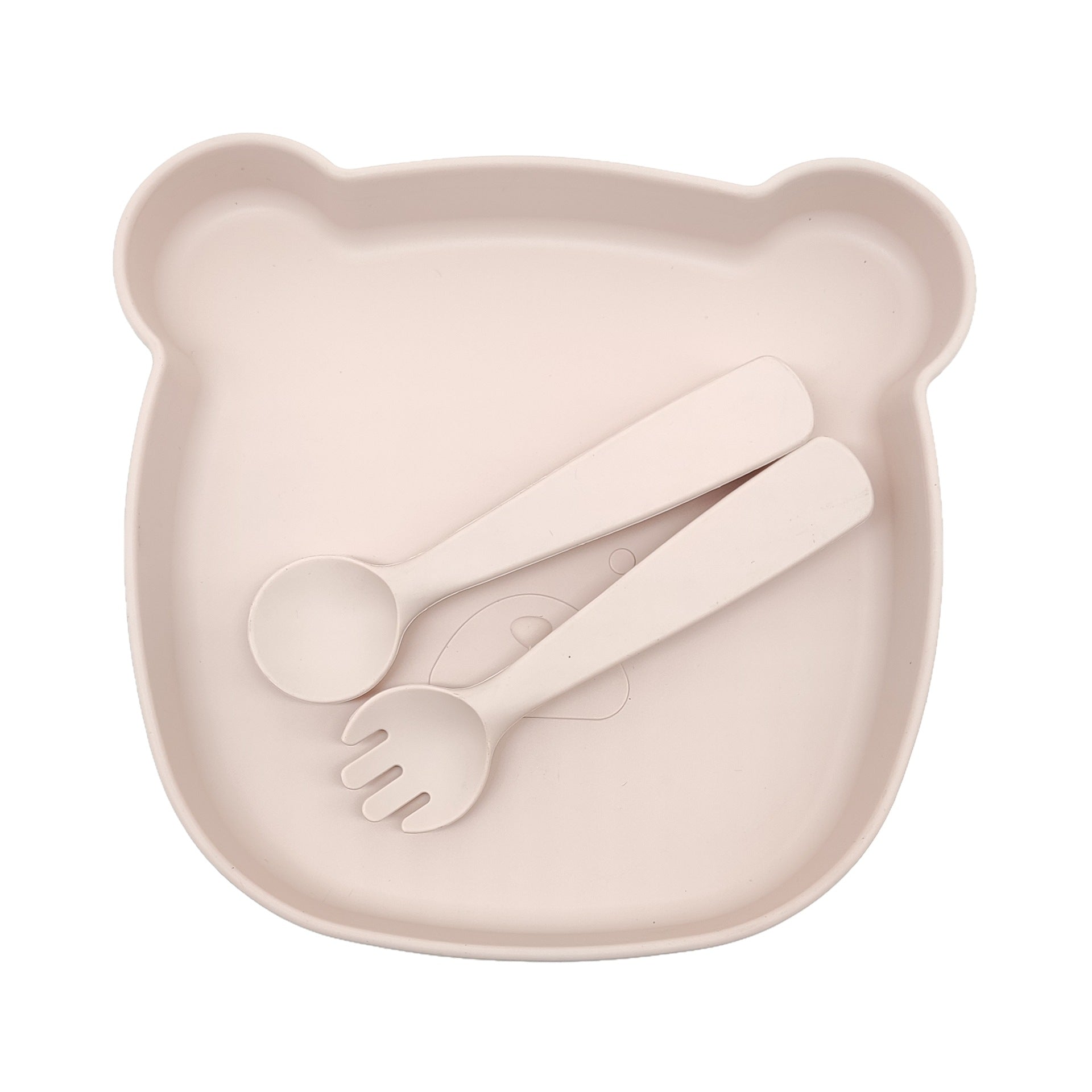 Baby silicone tableware set, non-slip and anti-dirty cartoon bear set, food-grade baby silicone feeding tableware