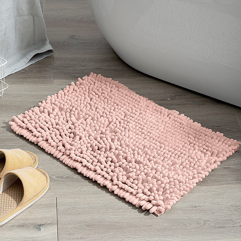 Solid color chenille floor mat thickened encryption non-slip absorbent coarse hair foot wipe mat bathroom bathroom soft carpet