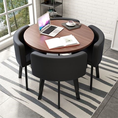 Collapsible dining table for home, small apartment, apartment, restaurant, shopfront negotiation table and chair set, reception round table