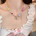 Sweet & cool girl candy color beaded star necklace - x1247 color