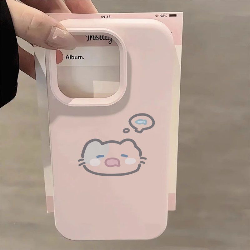 Soft and cute daydream kitten wants to eat fish, suitable for iphone 17 mobile phone case, korean style gentle style apple 18 glutinous rice shell