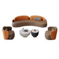 Commercial curved leather sofa office reception coffee table hotel sales center beauty salon reception negotiation table and chair set