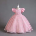 New arrival: puff sleeve sequin mesh princess dress for girls - perfect for international children's day!