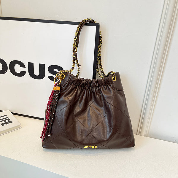 Autumn and winter retro fashion tote bag women's 2025 new large-capacity work commuter shoulder bag leisure chain women's bag