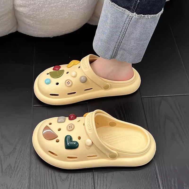 Tank anti-odor heightened thick sole crocs women's summer fashion outdoor wear non-slip beach shoes detachable diy accessories