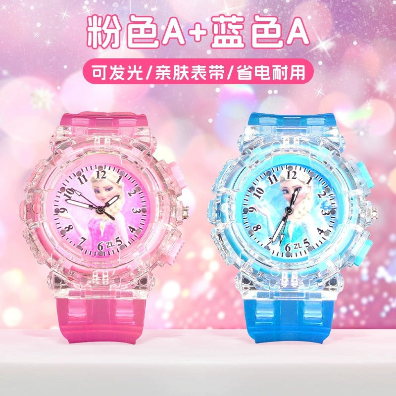 Elsa princess kids watch - girls' luminous electronic watch, cartoon toy, preschool 3-6 years old, waterproof night light