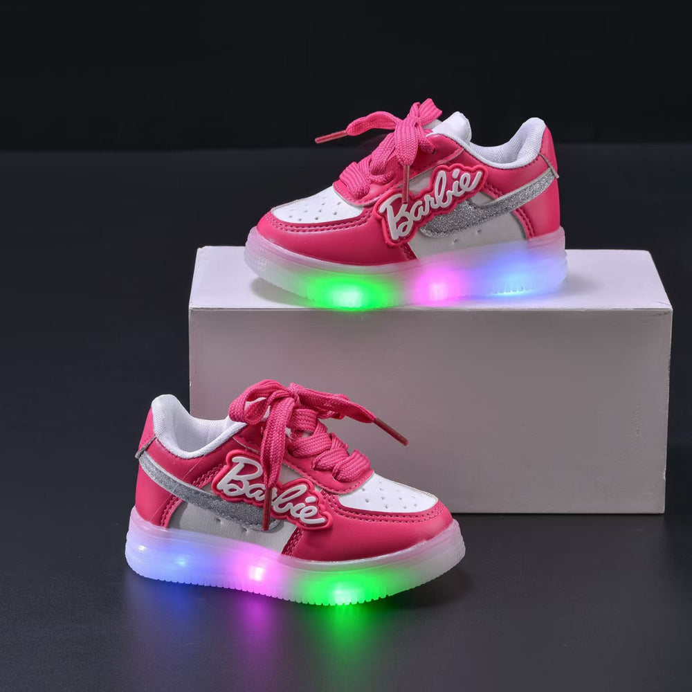 Girls' letter light-up sneakers -  spring new collection - soft sole athletic shoes for girls - casual light-up shoes for toddlers and young children